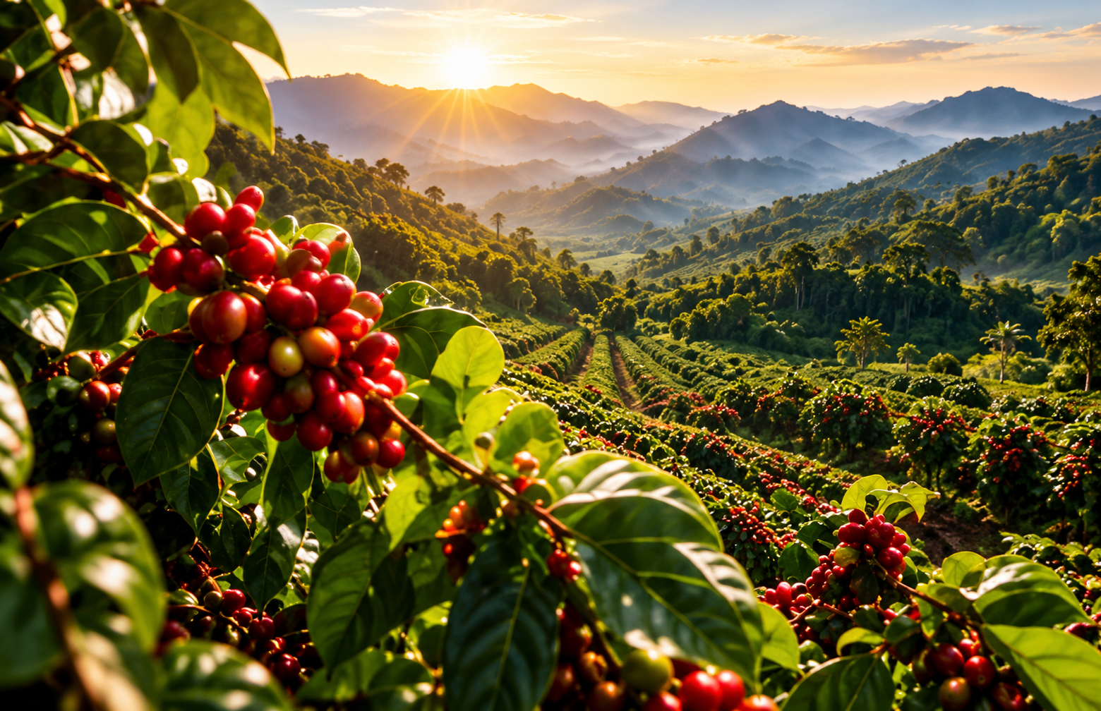 Coffee plantation and berries